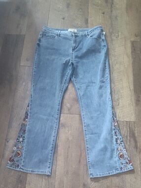 CHARLIE B Light Blue Embroidered Boot Cut Leg Jeans